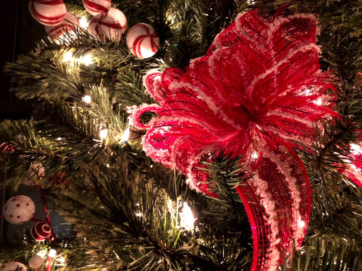 Red Ribbon on a Christmas Tree